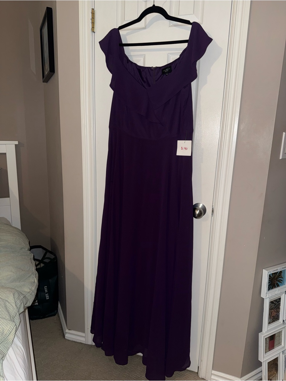 Off-Shoulder Purple Prom Gown